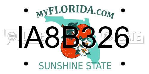 IA8B326 Florida License Plate