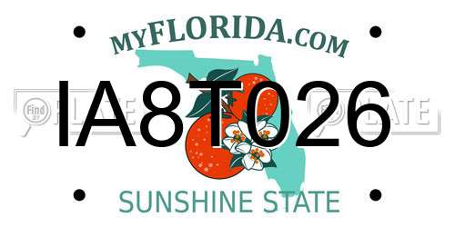 IA8T026 Florida License Plate