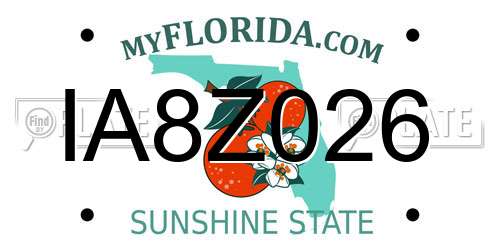 IA8Z026 Florida License Plate