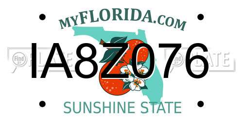 IA8Z076 Florida License Plate