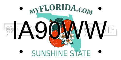 IA90WW Florida License Plate