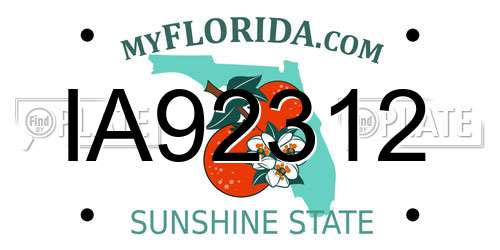 IA92312 Florida License Plate