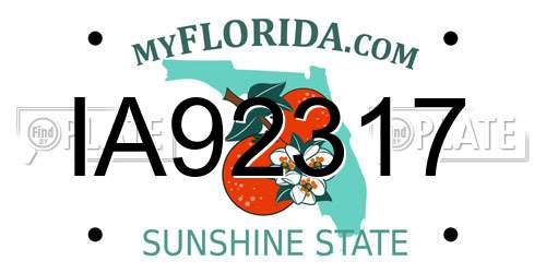 IA92317 Florida License Plate