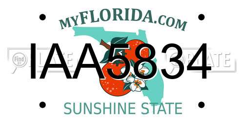 IAA5834 Florida License Plate
