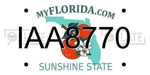 IAA8770 Florida License Plate