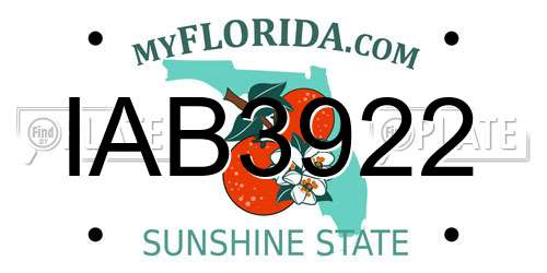 IAB3922 Florida License Plate