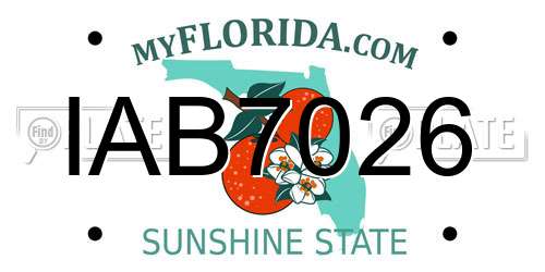 IAB7026 Florida License Plate