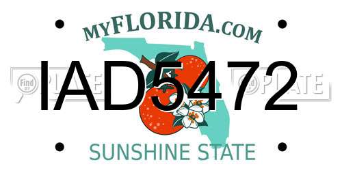 IAD5472 Florida License Plate