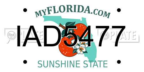 IAD5477 Florida License Plate