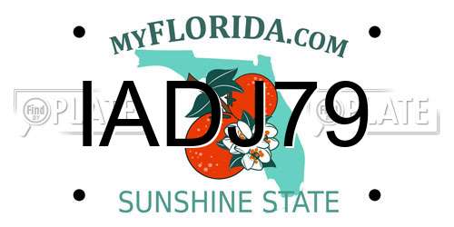 IADJ79 Florida License Plate