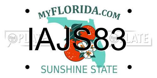 IAJS83 Florida License Plate