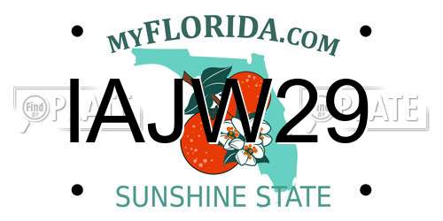 IAJW29 Florida License Plate
