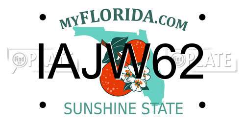 IAJW62 Florida License Plate