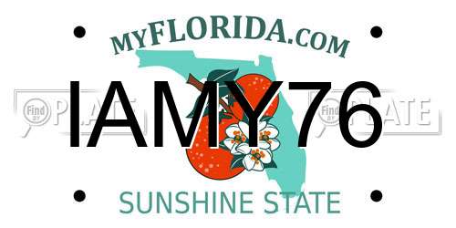 IAMY76 Florida License Plate