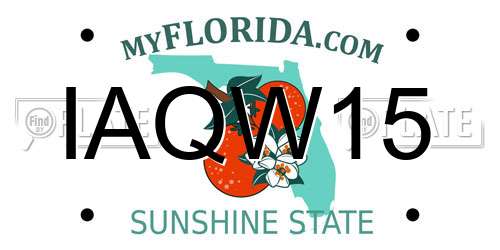 IAQW15 Florida License Plate