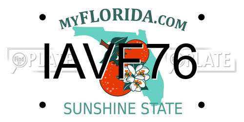 IAVF76 Florida License Plate