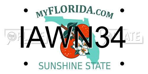 IAWN34 Florida License Plate