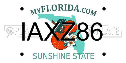 IAXZ86 Florida License Plate