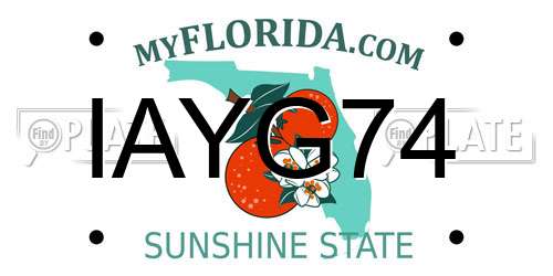 IAYG74 Florida License Plate