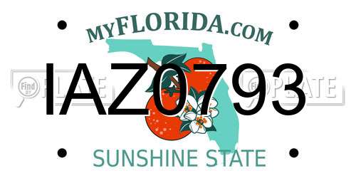 IAZ0793 Florida License Plate