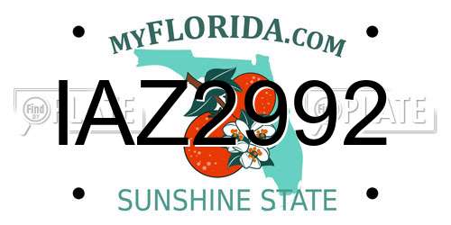 IAZ2992 Florida License Plate