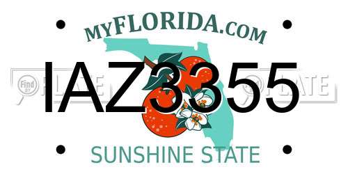 IAZ3355 Florida License Plate