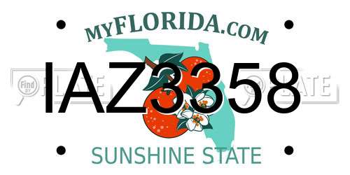 IAZ3358 Florida License Plate