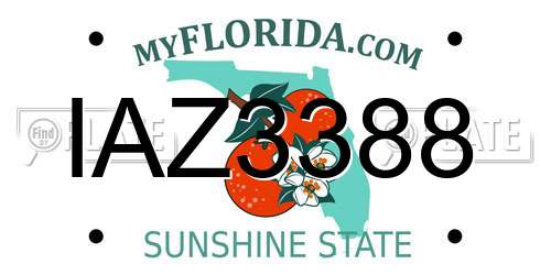 IAZ3388 Florida License Plate