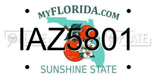 IAZ5801 Florida License Plate