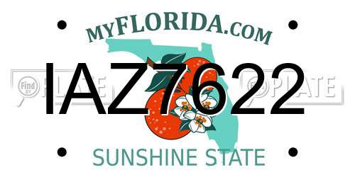 IAZ7622 Florida License Plate