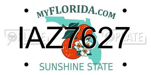 IAZ7627 Florida License Plate