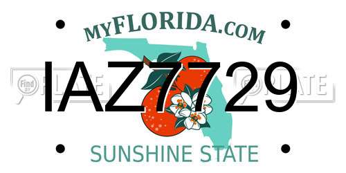 IAZ7729 Florida License Plate