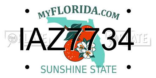 IAZ7734 Florida License Plate