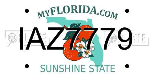 IAZ7779 Florida License Plate
