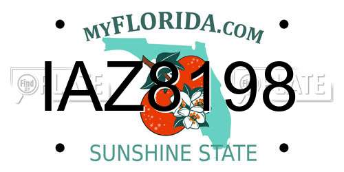 IAZ8198 Florida License Plate