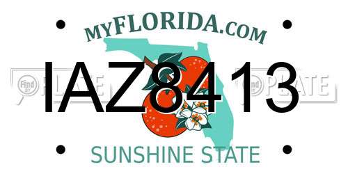 IAZ8413 Florida License Plate