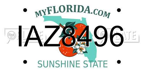 IAZ8496 Florida License Plate