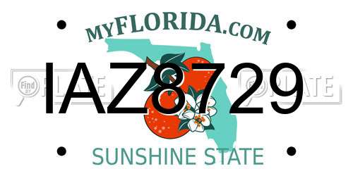 IAZ8729 Florida License Plate