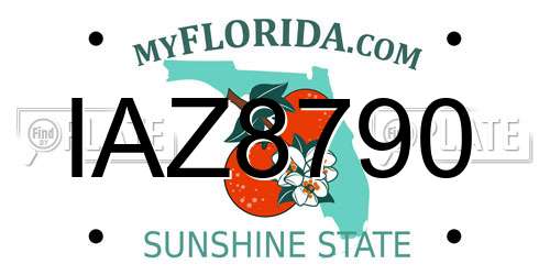 IAZ8790 Florida License Plate