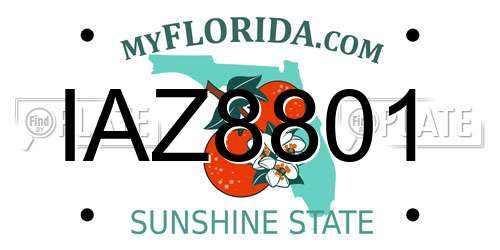 IAZ8801 Florida License Plate
