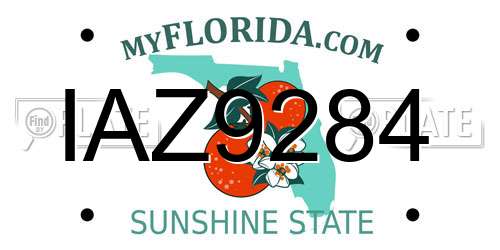 IAZ9284 Florida License Plate
