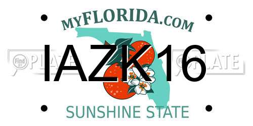IAZK16 Florida License Plate