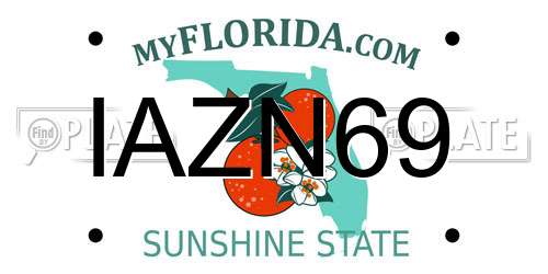 IAZN69 Florida License Plate