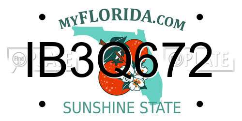 IB3Q672 Florida License Plate