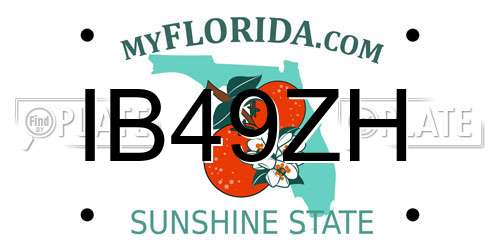 IB49ZH Florida License Plate