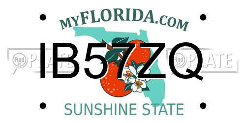 IB57ZQ Florida License Plate