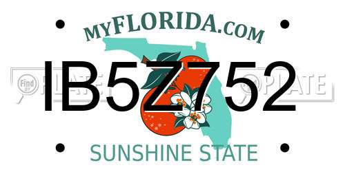 IB5Z752 Florida License Plate