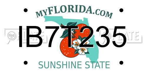 IB7T235 Florida License Plate