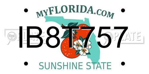 IB8T757 Florida License Plate