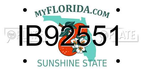 IB92551 Florida License Plate